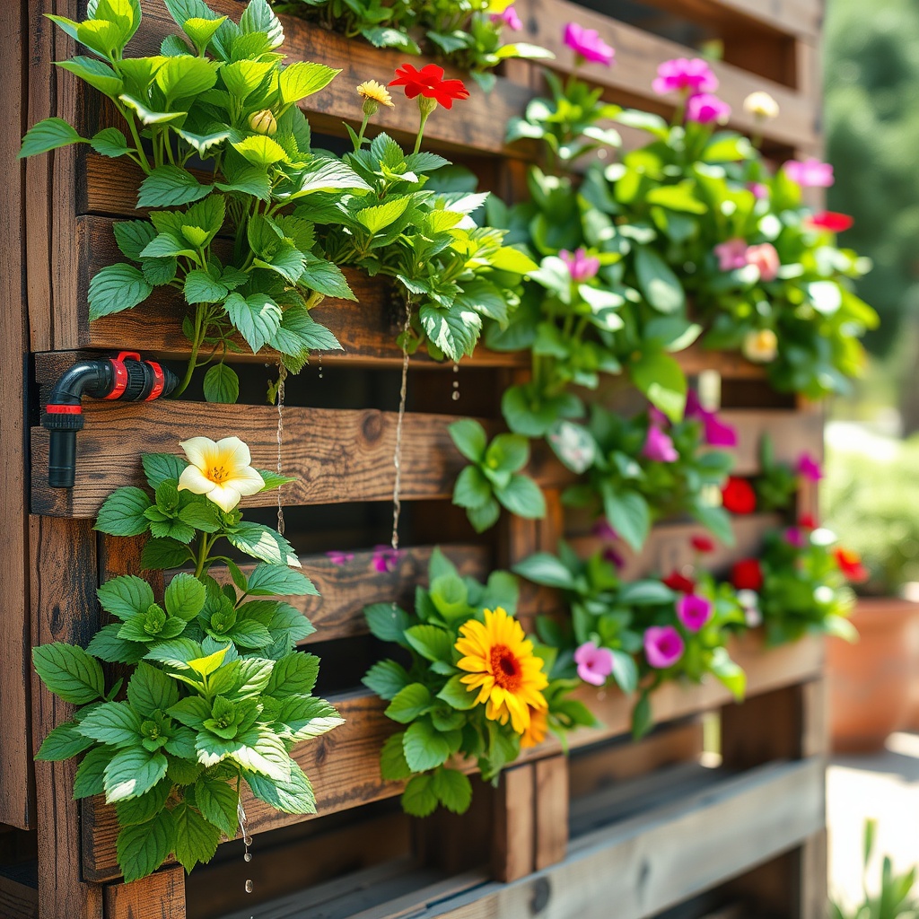 Constructing a Vertical Pallet Garden with Drip Irrigation