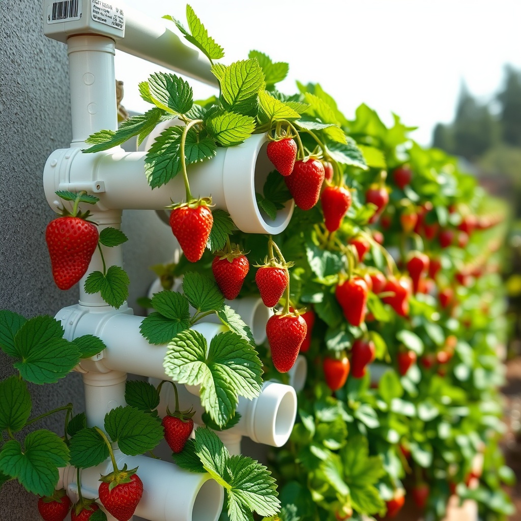 Constructing a PVC Pipe Vertical Garden for Strawberries